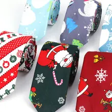 Унисекс Рождественский хлопчатобумажный галстук мультфильм Санта-Снежинка Дерево Печатных вечерние галстуки