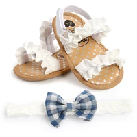 FOCUSNORM 5 Colors Baby Girls Summer Sandals Shoes Anti-Slip Soft Sole Ruffle Flat Shoes 6