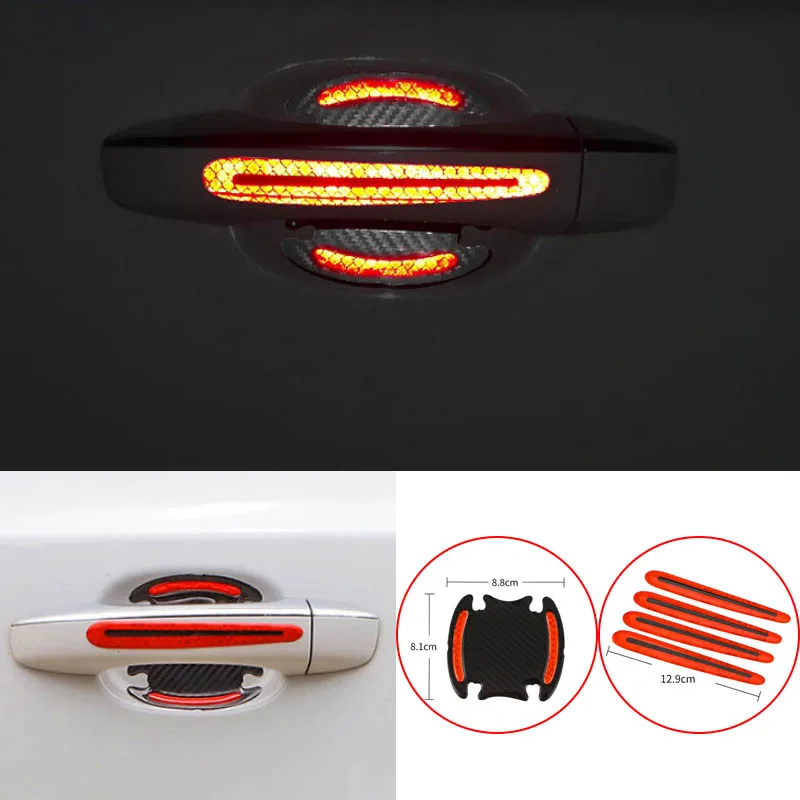 5D Carbon Fiber Car Styling Sticker Film Decal Reflective Tape Auto Safety Warning Automobiles Door Edge Handle | Автомобили и