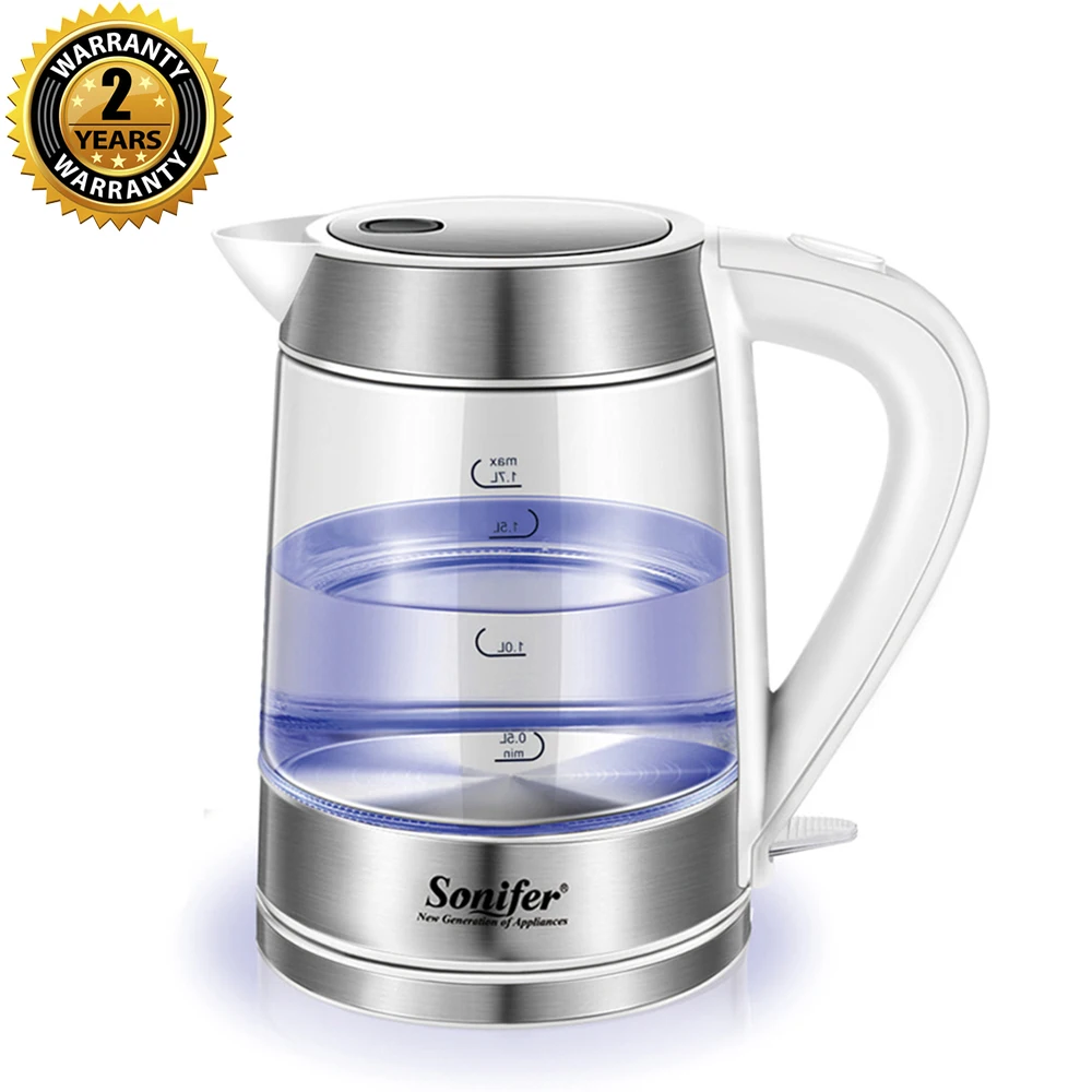 1.7л Электрический чайник синий светодиодный светильник Стекло 2200 Вт Кухня Смарт