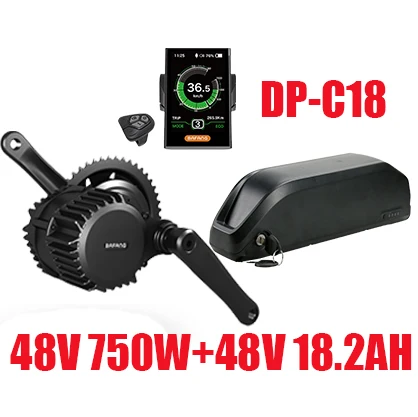 48V750WC1848V18.2AH 48v 500/750 Вт Bafang мотор комплект с Батарея 48/52 в 13/15. 6/18. 2AH Электрический велосипед набор исследовательский клиентский, фара для электровелосипеда в Conversion Kit 8fun BBS02 BBS02B - Цвет: 48V750WC1848V18.2AH