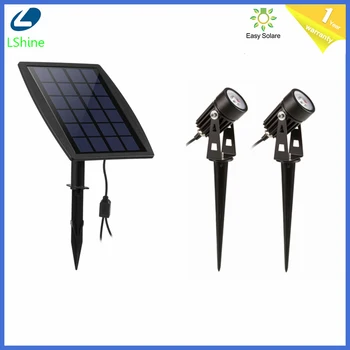 

2W 300 Lux Solar Powered LED Spotlight Adjustable Double Head Spotlights Wall Light Garden Lamp Bright Auto On/Off Warm White