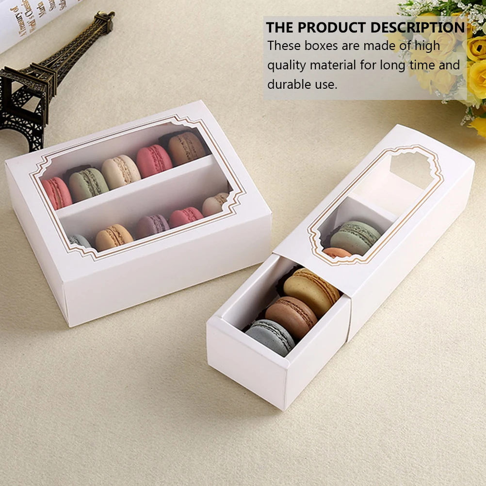 10pcs Paper Macaron Box Cake Box With Window Paper Packing Box Macaroon