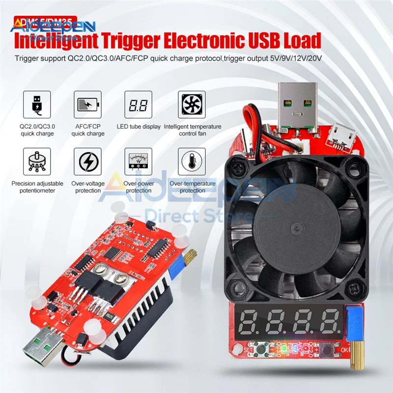 Тестер постоянного тока 25 Вт 35 USB Type-C Электронная нагрузка регулируемый резистор