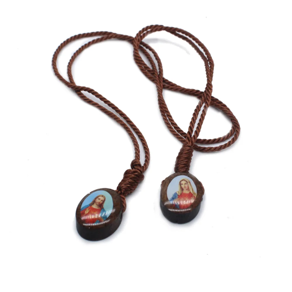Модное деревянное ожерелье с подвеской в христианском и католическом стиле