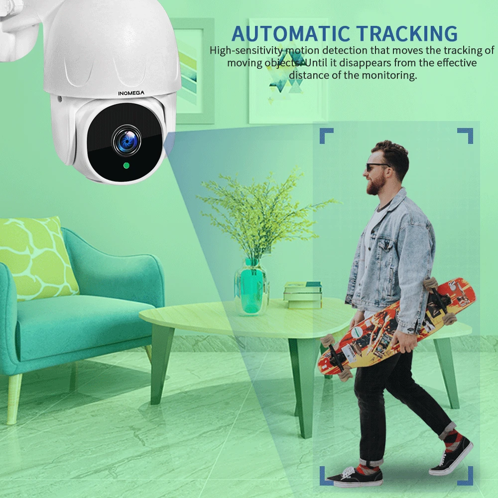 INQMEGA Cloud Wifi Camera Outdoor 2MP Auto-Tracking 1080P PTZ Speed Dome Camera ONVIF Wireless Camera Home Security IP Cam