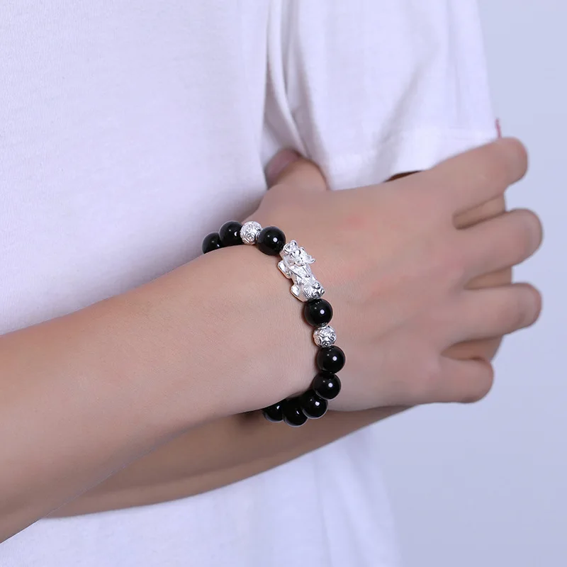 S999 Pixiu Feng Shui Gift Obsidian Bracelet for man and women Wealth Bracelet Handmade good Lucky Amulet Jewellery