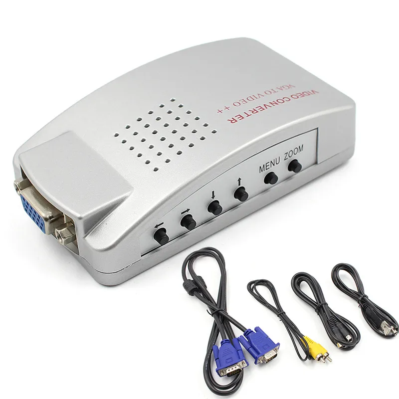 Универсальный ПК конвертер коробка VGA к ТВ AV RCA адаптер сигнала видео