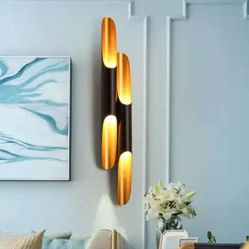 

Post-modern oblique mouth aluminum tube wall lamp bedroom corridor personality strip LED double head wall-mount light YHJ122608