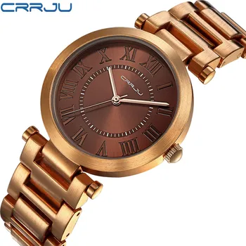 

2019 CRRJU Ladies Fashion Watches Women Watch Famous Brand Stainless Steel Bracelet Quartz Wrist Gift Watches Dress For Women