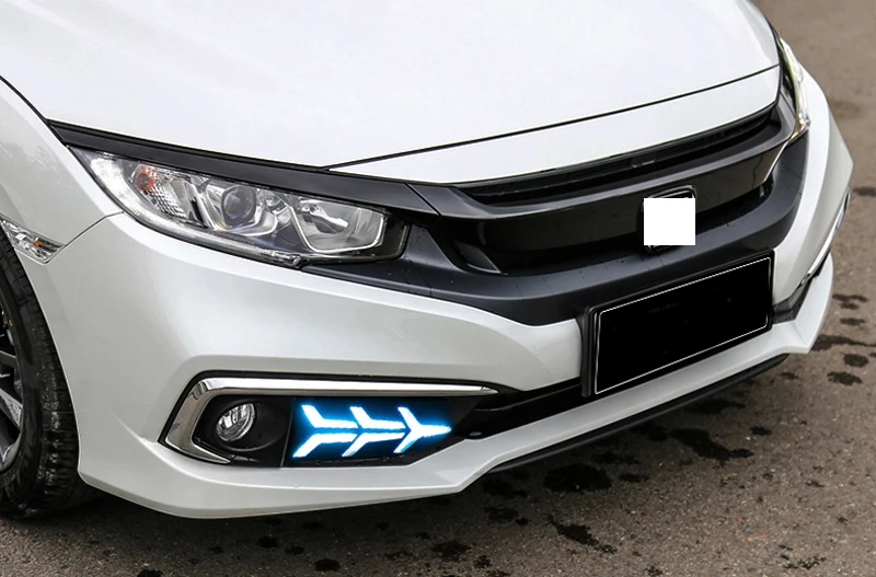 2 шт. для Honda Civic Светодиодный дневной ходовой светильник DRL Автомобильная противотуманная фара 6000 К Белый Желтый поворотный синий светильник
