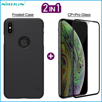

Nillkin 2-in-1 Phone Frosted Case + Screen Protector for Apple iPhone X XR XS Max LOGO Cutout Case Full Cover Tempered Glass