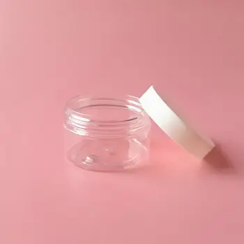 

10pcs 100ml Plastic Storage Cases Empty Clear Wide-mouth Candy Biscuit Jars Cream Containers with White Lid