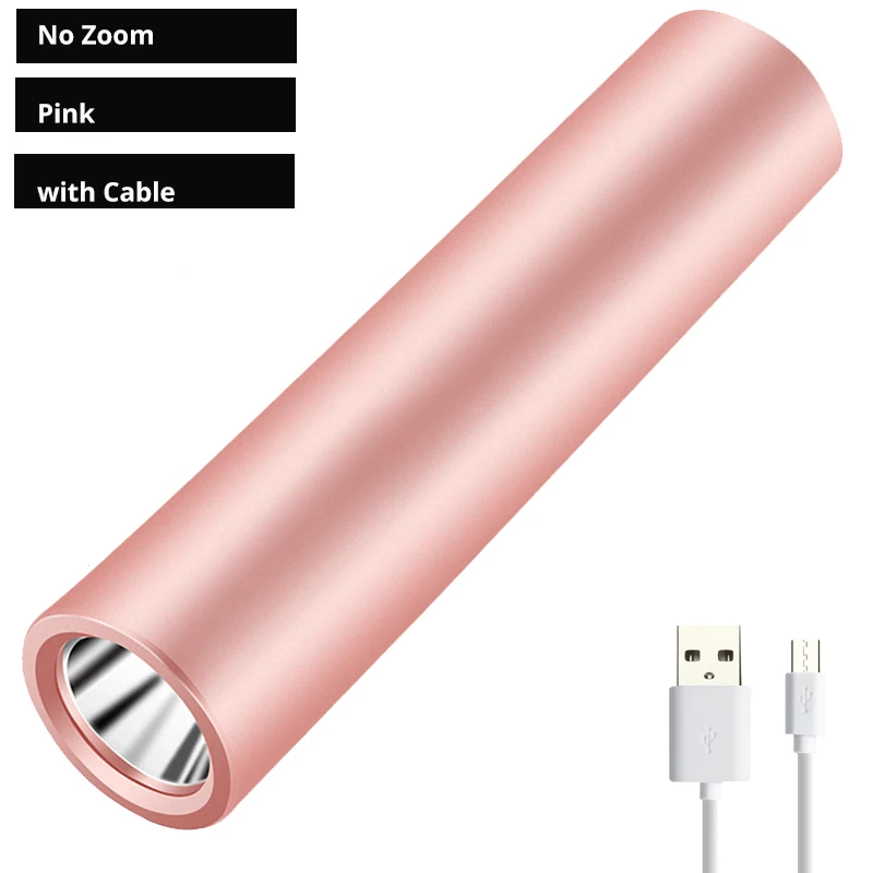 No Zoom Torch 600 мАч USB Перезаряжаемый Мини светодиодный фонарик IP4 водонепроницаемый фонарь-фонарик 3 режима стильный портативный костюм для ночного освещения, кемпинга - Испускаемый цвет: No Zoom Torch