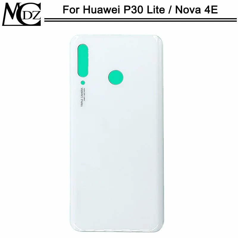 10 шт. Новинка P30 Lite крышка батареи для huawei P30 Lite/Nova 4E MAR-LX1M MAR-AL00 Задняя стеклянная задняя панель Корпус чехол часть - Цвет: Белый