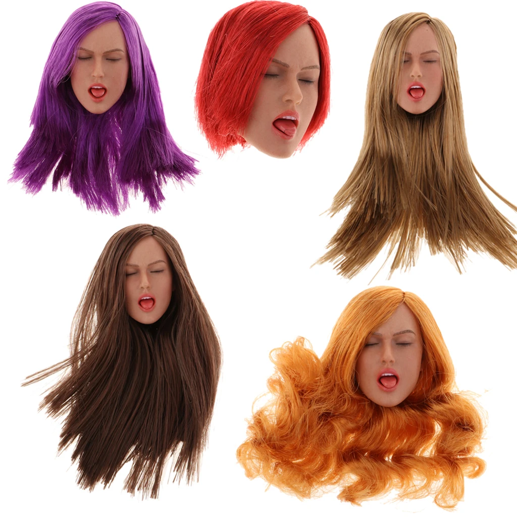 1/6th Scale Female Head Sculpture Sculpt for /Kumik 12inch Action Figure   DIY - 5 Colors are Available
