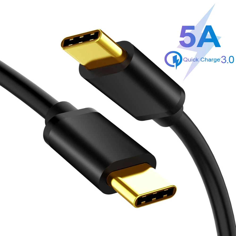 

5A 60W Type C to Type-C Fast Charging Cable for Phones Laptop USB C to USB-C PD Quick Charging Line for Huawei Redmi Samsung S9