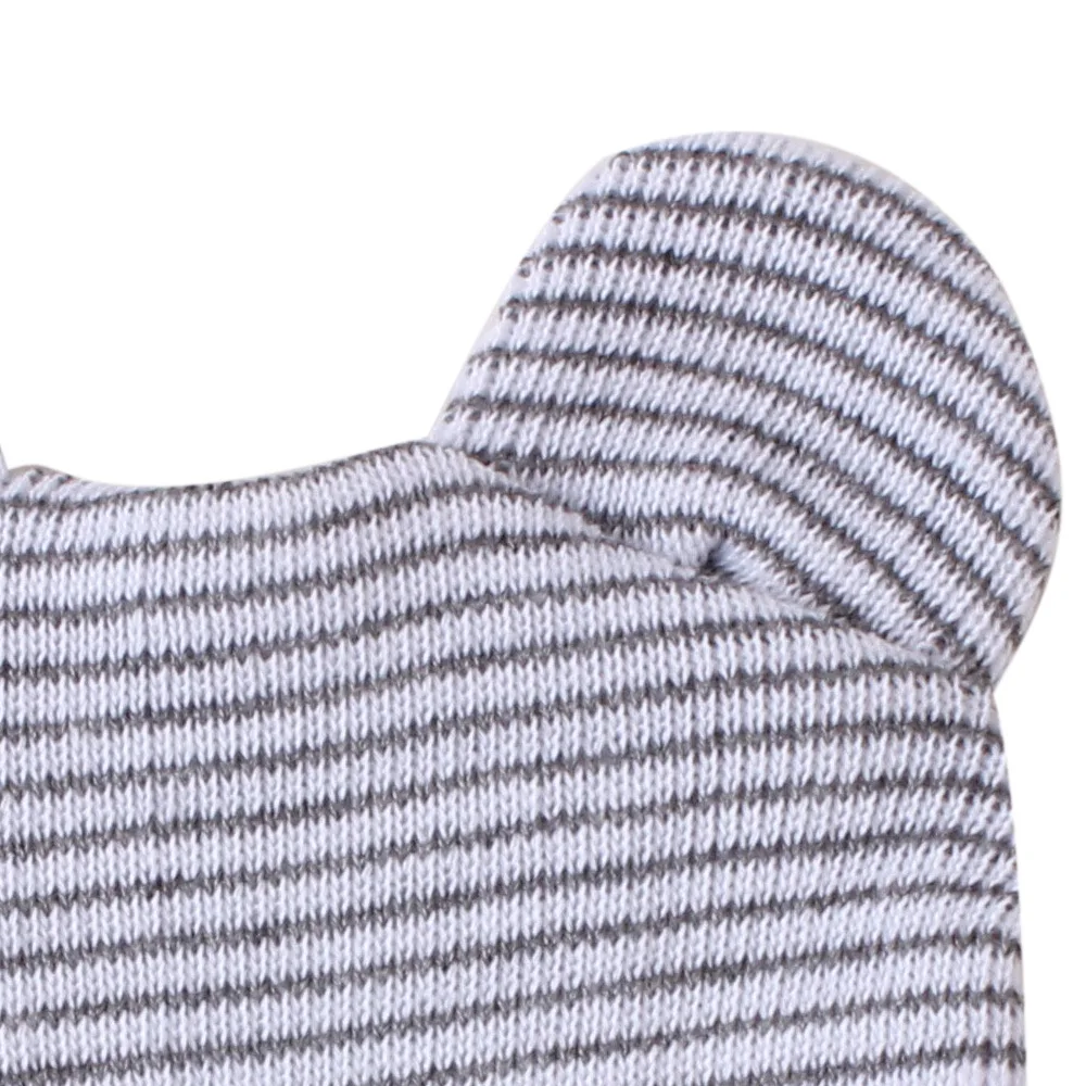 New Adorable Baby Cotton Striped Knit Hats Newborn Toddler Kids Boys Girls Unisex Hat Lovely Rabbit Ear Hats 0-6 Months