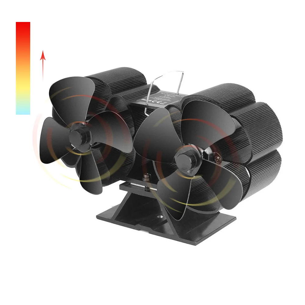 Черный камин 4 лопасти вентилятор для печи, работающий от тепловой энергии бревна деревянная горелка экологичный тихий вентилятор дома эффективное распределение тепла
