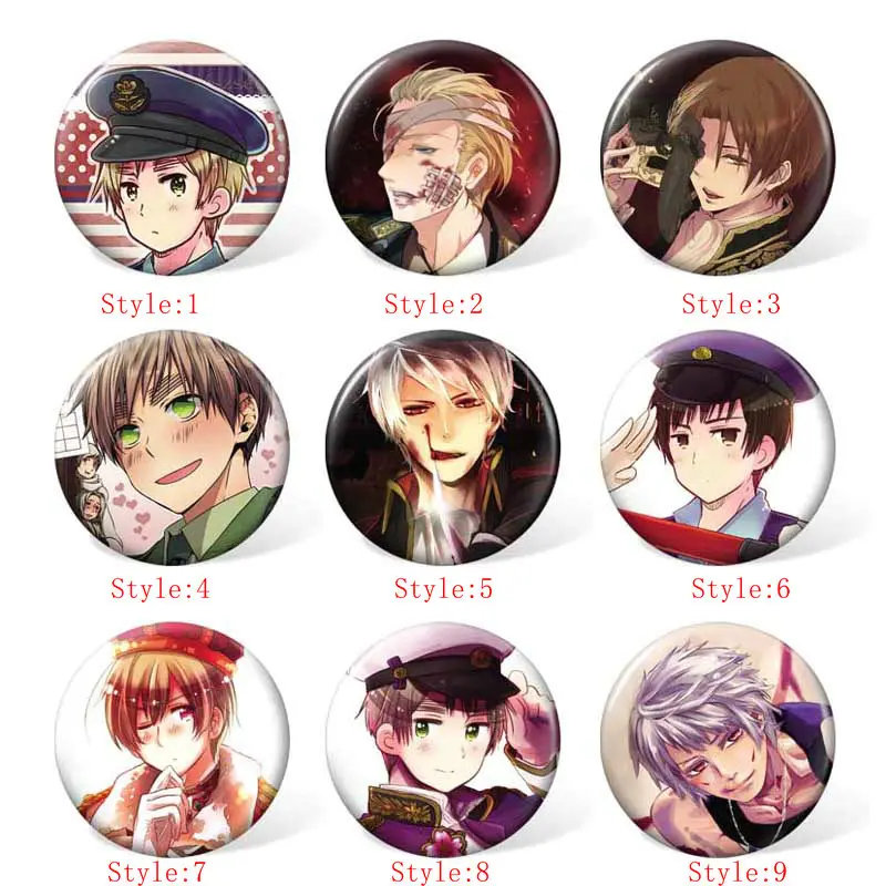 

58MM Axis Power Hetalia Anime Cosplay Badge Cartoon Brooches Pins Collection bags Badges for Backpacks Clothes