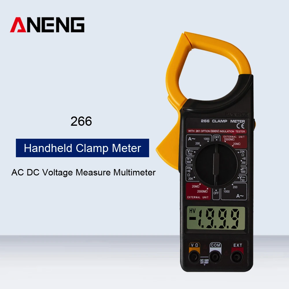 

ANENG 266 High Precision Clip-On Multimeter LCD Digital Clamp Meter AC DC Voltage Measure Current Ohm Diode Tester Instrument