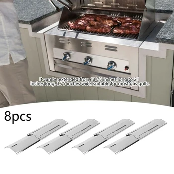 

8Pcs Adjustable Stainless Steel Heat Plate BBQ Gas Grill Replacement Kit Stainless Steel Oven Hot Plate Universal Oven Replaceme