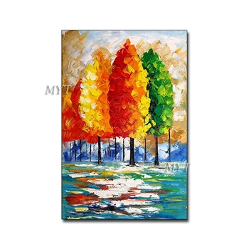 

Four Trees Abstract Canvas Landscape Oil Painting on Canvas Wall Art Pictures For Living Room Home Decor Art No Frame