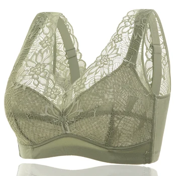 

Women's Full Coverage No Wire Non Padding Breathable Balconette Sheer Floral Lace Bra