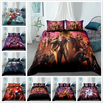 

Bedding Set 3D Avenger iron man Captain America Spiderman Hulk Thor 3pc King Queen full soft Duvet Cover Sets Pillowcase