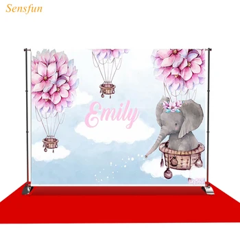 

Sensfun background for photo studio balloon Pink princess Elephant cloud photocall photobooth decor studio custom shoot prop