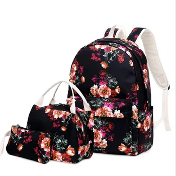 

Backbag three-piece ethnic style waterproof printed flower schoolbags 2020 new backbag girl schoolbags
