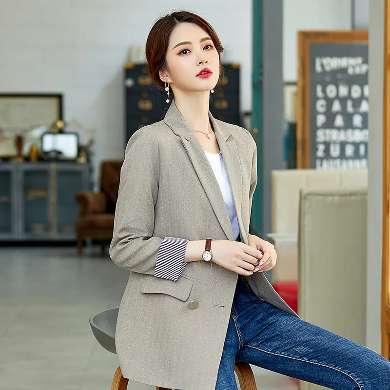 

Solid Color Small Suit WOMEN'S Coat 2019 Spring And Autumn New Style Korean-style Versatile Slim Fit Slimming Long Sleeve Elegan