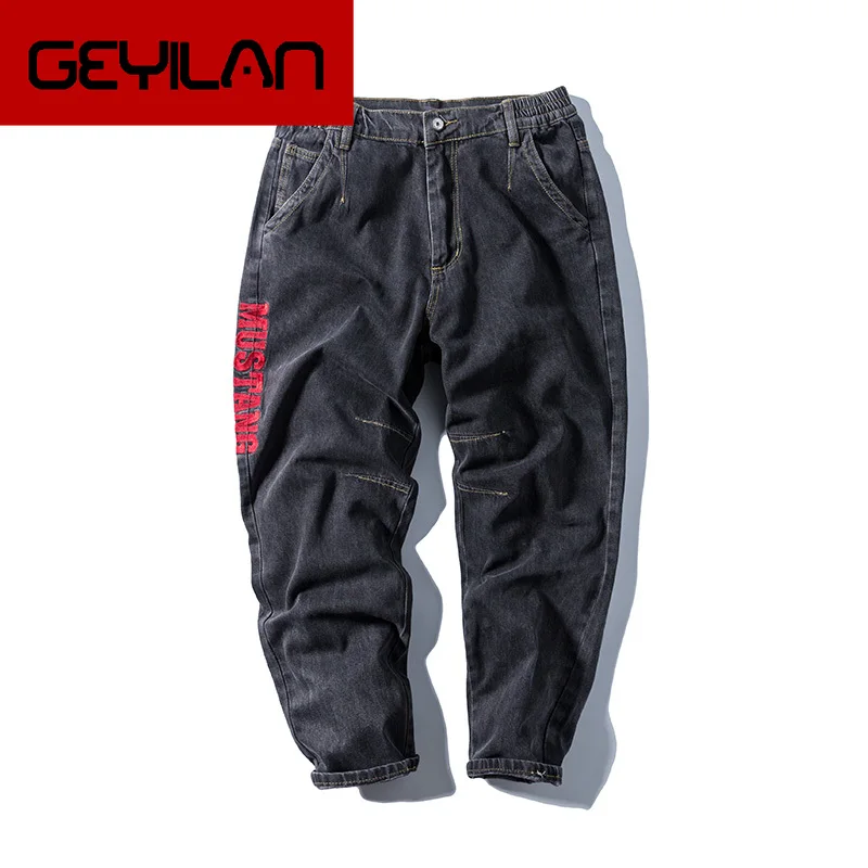 

2020 straight-barrel workwear ins tide brand embroidered jeans men's tide big size loose trend pants autumn and winter