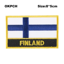 Финский флаг квадратной формы Железный На Патчи орзен вышивка патч пользовательские наклейки PT0061-R