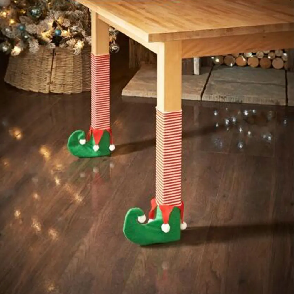4PCS Christmas Chair Table Leg Foot Socks Prevent Scraping Decorations Gift