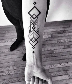 

Waterproof Temporary Tattoo Sticker large rhombus square totem tattoo flame tatto stickers flash tatoo fake tattoos for men
