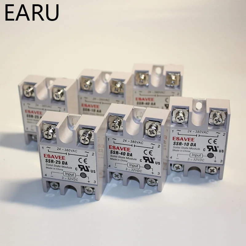 ssr-10da/25DA/40DA DC управление AC SSR белый корпус однофазное твердотельное реле без пластиковой крышки