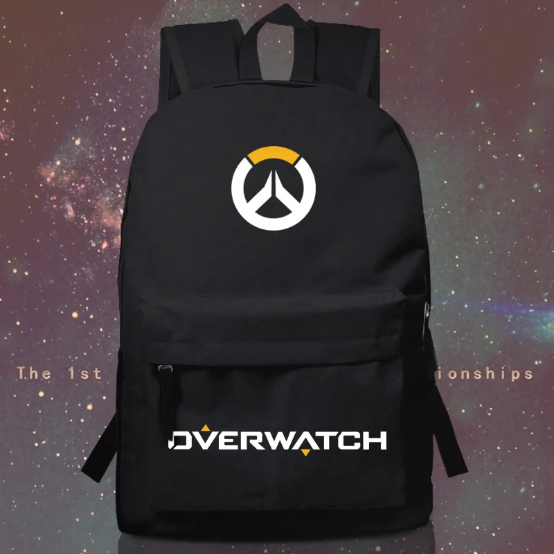 Рюкзак для Overwatch Унисекс Рюкзак Нейлоновый повседневный рюкзак на молнии для ноутбука подарок на день рождения игровая черная белая школьная сумка - Цвет: Черный