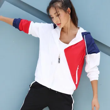 

Autumn and winter new large size network celebrity coat collision color splice coat loose long sleeved fitness casual wea