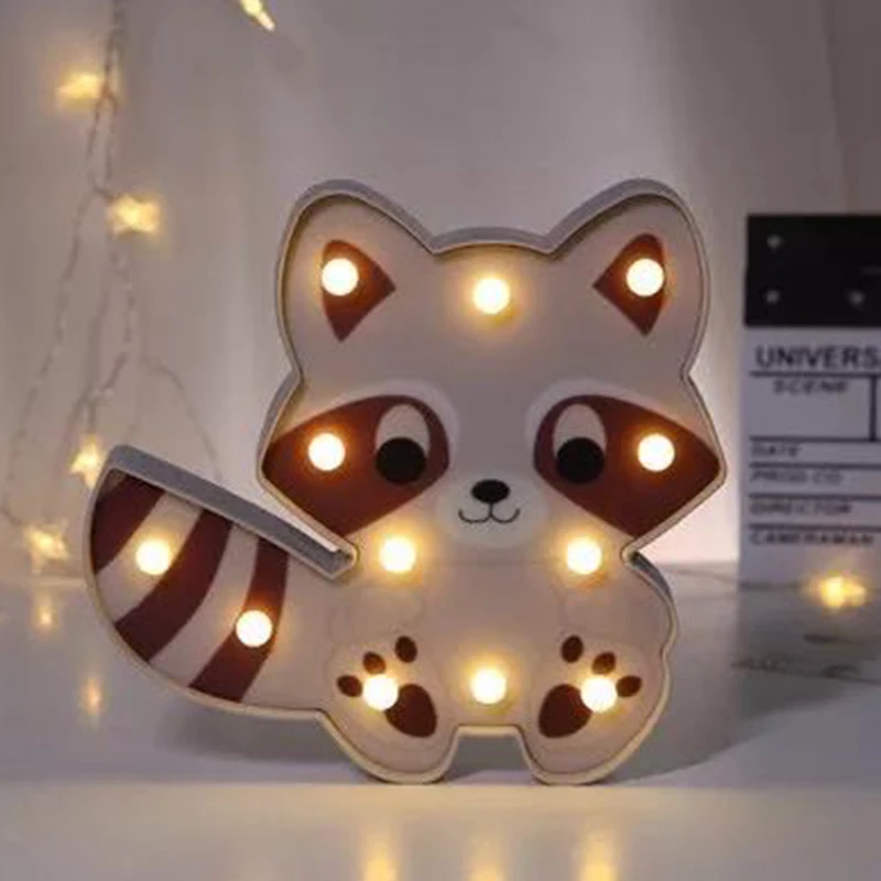 racoon Nordic детска облако с изображением луны и звезд, светодиодный ночной Светильник детские, для малышей Спальня Банни облако Ночной светильник украшения без батареи - Цвет: racoon