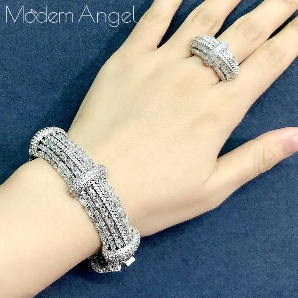 ModemAngel, роскошные африканские браслеты, кольца, наборы, модные, Дубай, серебряные, Свадебные Ювелирные наборы для женщин, свадебные brincos para as mulheres 2
