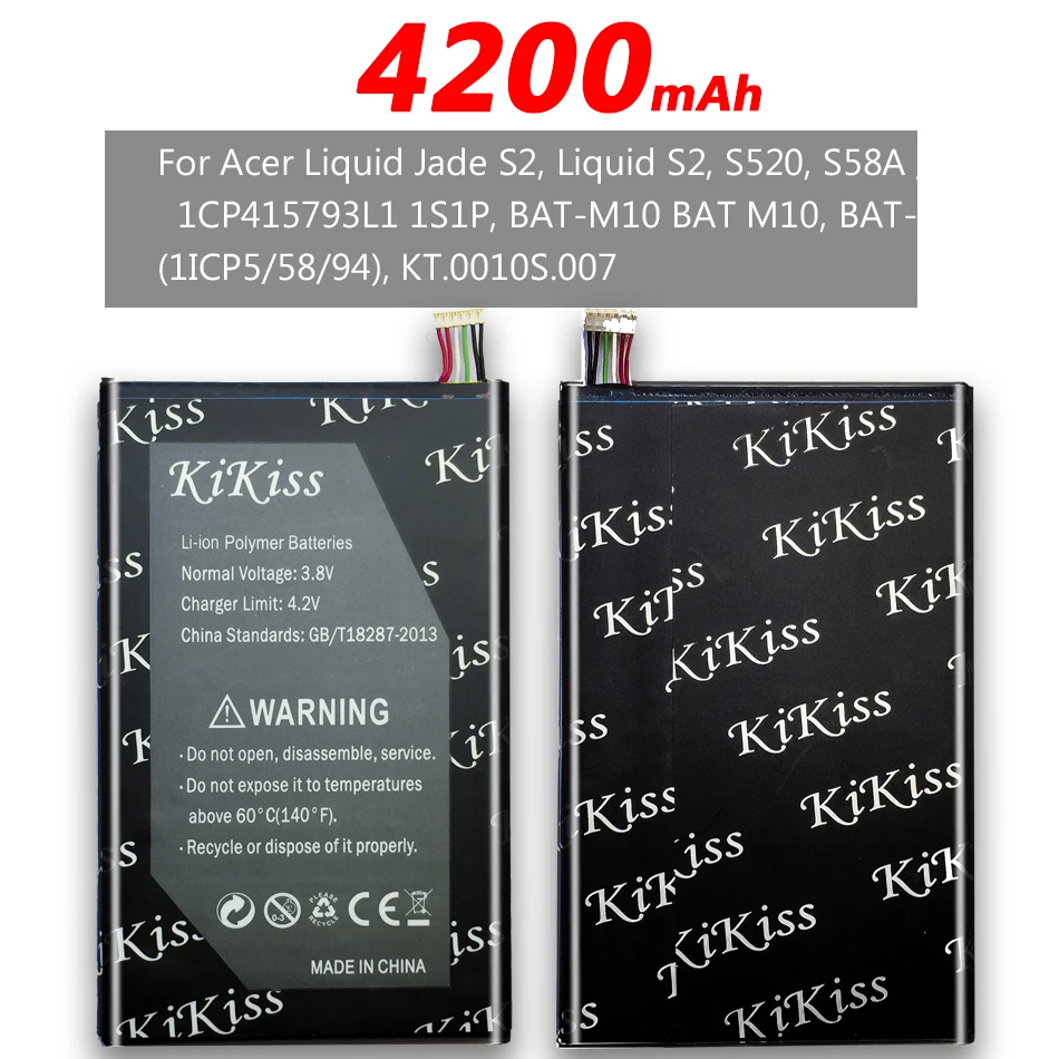 Бесплатный инструмент 4200 мА/ч, Батарея для acer Liquid Jade S2, S2, S520, S58A/1CP415793L1 1S1P, BAT-M10(1ICP5/58/94), KT.0010S. 007 BAT-M10