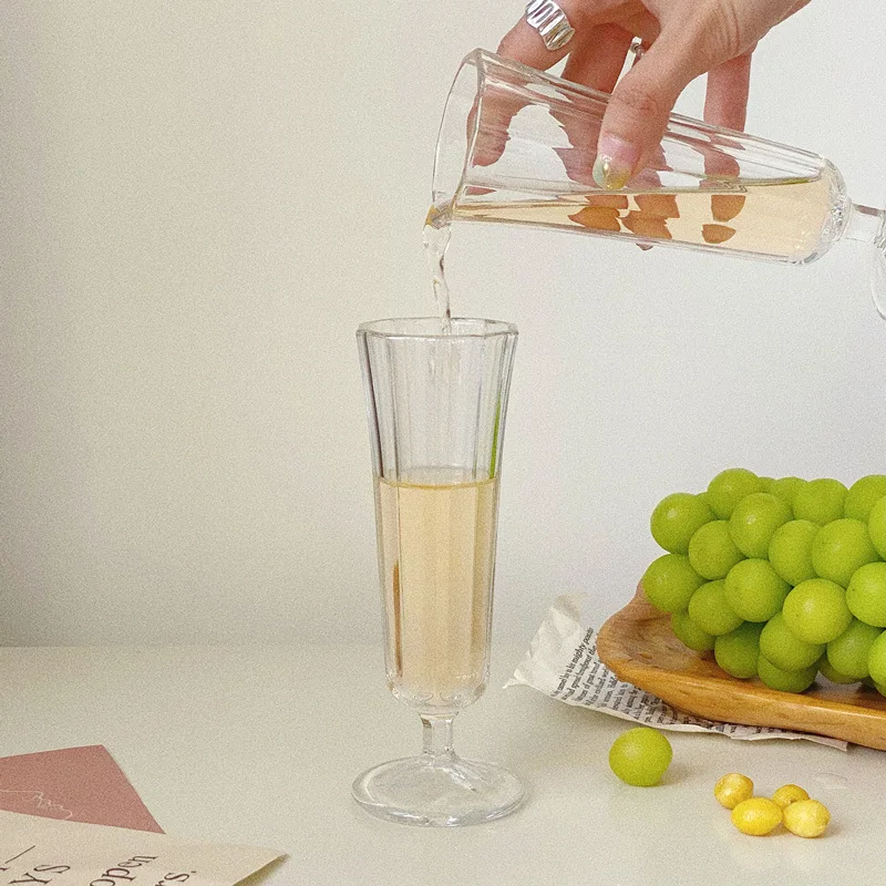 Trumpet Glass Champagne Glass 150ml Home Party Goblets Red Wine Cup Creative Vintage Color Juice Glasses Green