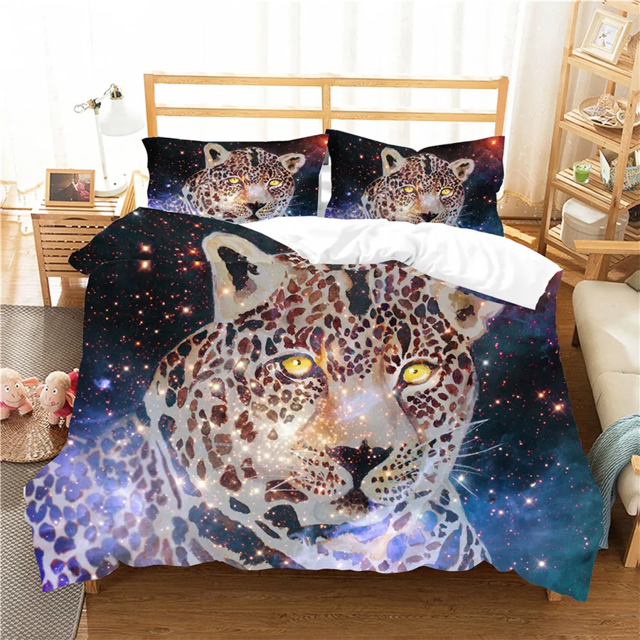 

A Bedding Set 3D Printed Duvet Cover Bed Set Leopard Animal Home Textiles for Adults Bedclothes with Pillowcase #BZ07