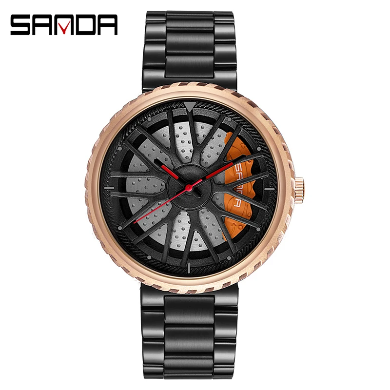 

Sanda fashion simple Men Watch Wheel Series Creative Dial Quartz Watch Men's Gift waterproof Relogio Masculino Boys watch men