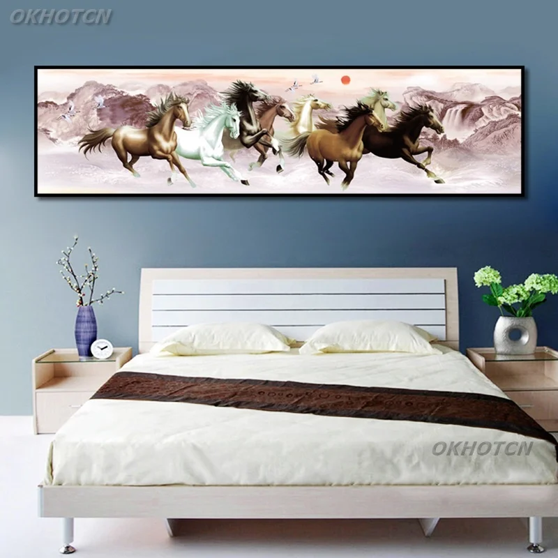 Landscape Canvas Painting Group Of Horse Galloping Posters And Print Wall Art Animals Pictures For Living Room Home Decoration | Дом и сад