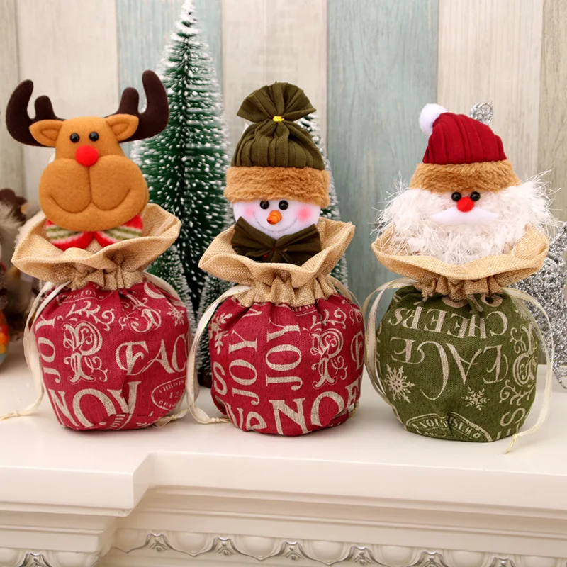 Новогодние упаковки держатели для подарков мешочек конфет с Санта-Клаусом