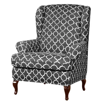 

Wing Back Slipcover Stretch Wingback Armchair Chair Printed Polyester Cover Waterproof Protector Wing Chair Elastic Spandex