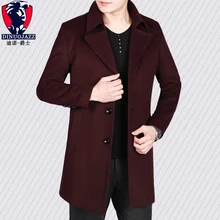 Мужское шерстяное пальто Свободное пальто длинный шерстяной костюм сплошной цвет утолщение теплый молодой и среднего возраста большой отворот пальто