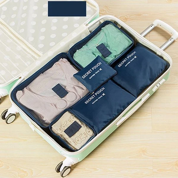 dark blue 6 шт./1 комплект сумки для хранения одежды Упаковка куб путешествия чемодан Органайзер держатель - Цвет: dark blue